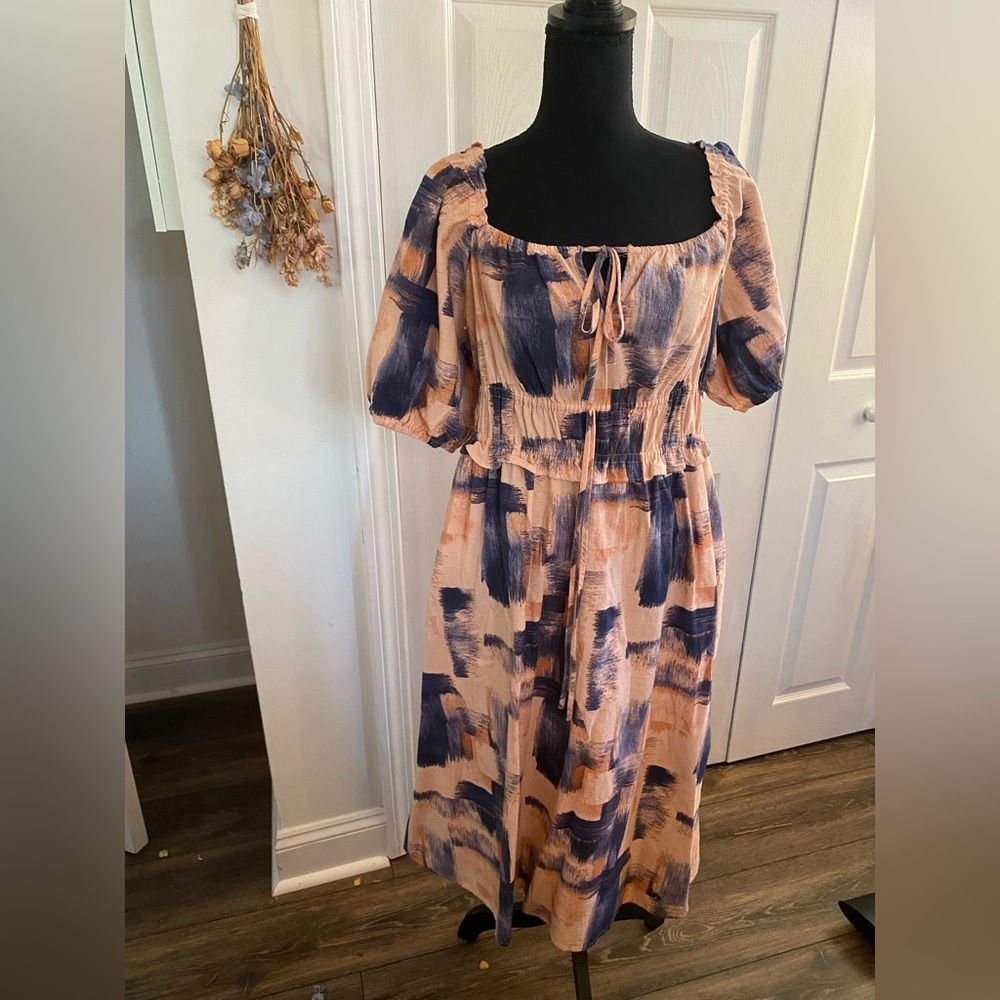 Pink and Blue linen dress